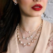 SWAROVSKI 施华洛世奇 Edify玫瑰金色V形镶嵌环颈项链
