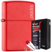ZIPPO 之宝 红哑漆商标233ZL 打火机套装礼盒