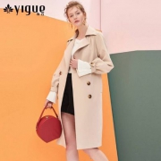 亦谷 YIGUE 2018春款 女士灯笼袖中长款灯笼袖修身收腰风衣 多色