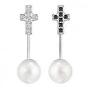 SWAROVSKI 施华洛世奇 5204061 Ease Cross 镀白金 十字架穿孔耳环