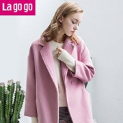 羊毛24.8% ！lagogo 中长款呢子  大衣