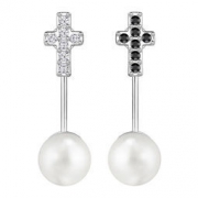 SWAROVSKI 施华洛世奇 5204061 Ease Cross 镀白金 十字架穿孔耳环