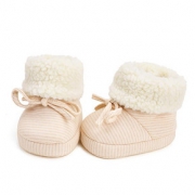 俏皮可爱# 芭比班纳 天然有机彩棉加绒保暖婴儿鞋