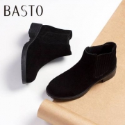 优购网：专柜同款，BASTO 百思图 女士真皮方跟短靴16C13CD6 加绒/不加绒