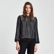 ZARA 女装刺绣垂性衬衫