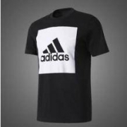 0点开学价：adidas 阿迪达斯 S98724 运动型格 男子短袖T恤