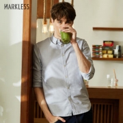 Markless 春秋新款全棉牛津纺衬衫