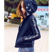 裂帛 女装新款连帽刺绣长袖休闲外套