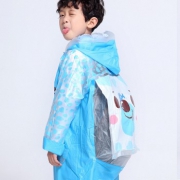 明嘉 儿童充气帽檐带书包位雨衣