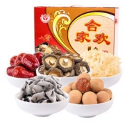 富昌 合家欢年货礼盒 员工福利 团购 食用菌菇 山珍干货1220g（黑木耳 银耳 红枣 桂圆 香菇）