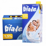 Biale 高温灭菌 3半脱脂牛奶1L*12盒*3件 +凑单品