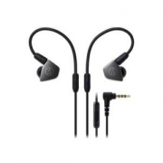 铁三角（Audio-technica）ATH-LS70iS 双动圈手机带线控入耳式耳机 灰色