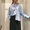 女士纯色宽松翻领衬衫