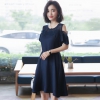 女士韩版修身露肩针织裙