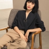 女士宽松绑带雪纺衬衫