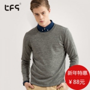 TFQ 美利奴羊毛+莱赛尔 男圆领针织衫 不起球