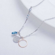 镇店之宝，Swarovski 施华洛世奇 Duo Circle 镀白金色密镶仿水晶双圆项链 5198688