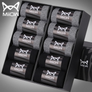 MiiOW 猫人 夏季薄款纯棉中筒袜 10双