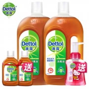 滴露（Dettol）  消毒液 1.15L*2瓶+100ml*2瓶＋洗手液 250ml 第二件0元  限10点前60秒