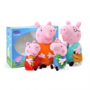 一家人整整齐齐！Peppa Pig 小猪佩奇 男女孩儿童毛绒公仔玩具娃娃礼盒套装