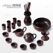 阿特泥 老紫泥陶瓷功夫茶具九件套