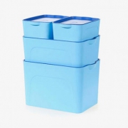 当当优品 有盖储物箱四件套蓝色