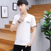 清凉爽滑# 男士夏季新款印花修身潮流t恤