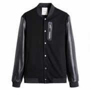 allin 青年帅气棒球服PU皮夹克