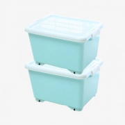 当当优品 加厚滑轮整理箱36L*2个装 淡蓝色