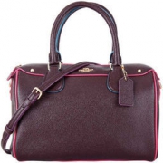 COACH 蔻驰 奢侈品 女士酒红色皮质手提单肩斜挎桶包 F22237 IMFCG