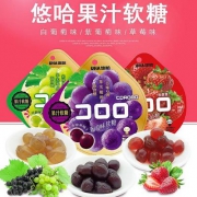 最好吃的果汁糖，UHA 悠哈 果汁软糖52g*4包 多口味