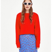 ZARA TRF女装垫肩短款运动衫