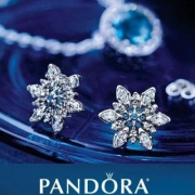 PANDORA 潘多拉 晶莹雪花蓝色925银耳钉 290590NBLMX
