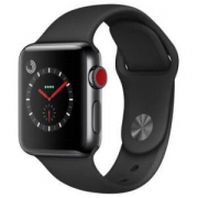 Apple Watch Series 3智能手表（GPS+蜂窝网络款 38毫米 深空黑色不锈钢表壳 黑色运动型表带 MQQM2CH/A）