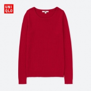 UNIQLO优衣库 棉混纺罗纹针织衫 女款