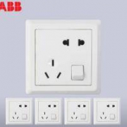 abb开关插座开关面板德逸白色一开五孔5只装