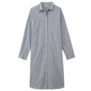MUJI 无印良品 女式棉水洗条纹衬衫连衣裙  174元