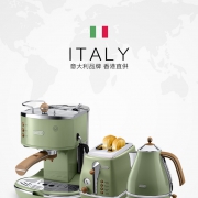 德龙（Delonghi） 半自动咖啡机ECO310复古橄榄绿 +多士炉+电水壶 3件套