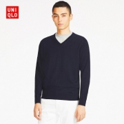 UNIQLO优衣库 男装可机洗V领针织衫