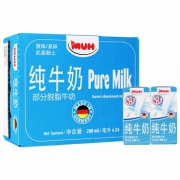 甘蒂牧场 部分脱脂纯牛奶200ml*24盒