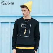 Cabbeen 卡宾 男士纯棉圆领刺绣长袖卫衣