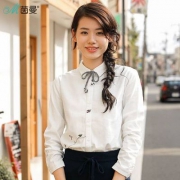 2018春装新款 茵曼 女士刺绣长袖纯棉衬衫 2色
