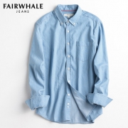 马克华菲（Mark Fairwhale）   男士秋季纯棉牛仔衬衫