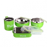 新乐宝贝（Thinkbaby）  不锈钢儿童餐具套装 绿色 *2件