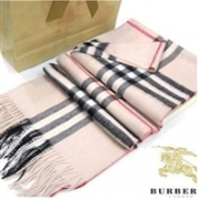 Burberry 双面金属感格纹羊绒围巾