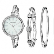 Anne Klein 安妮·克莱恩 AK/2847SVST 施华洛世奇水晶 女士手镯手表套装 $49.99
