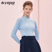亦谷 YIGUE 女士坑条纹半高领打底针织衫 三色