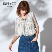 EST＋II 艺诗 春夏印花中袖雪纺衫