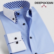 深海 DeepOcean 新款 双领不变形 高支精梳棉 男免烫长袖衬衫
