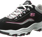 大码好价！Skechers斯凯奇 Sport 女士's D'Lites Life Saver 时尚运动鞋 黑色/粉色 8 XW US